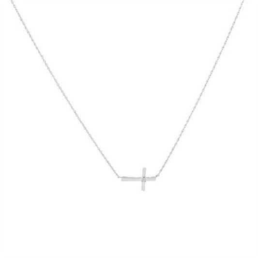 14K Sideways Cross Diamond Necklace