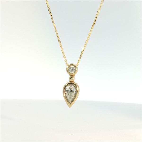 14 Karat Yellow Gold Diamond Bezel Slider Pendant