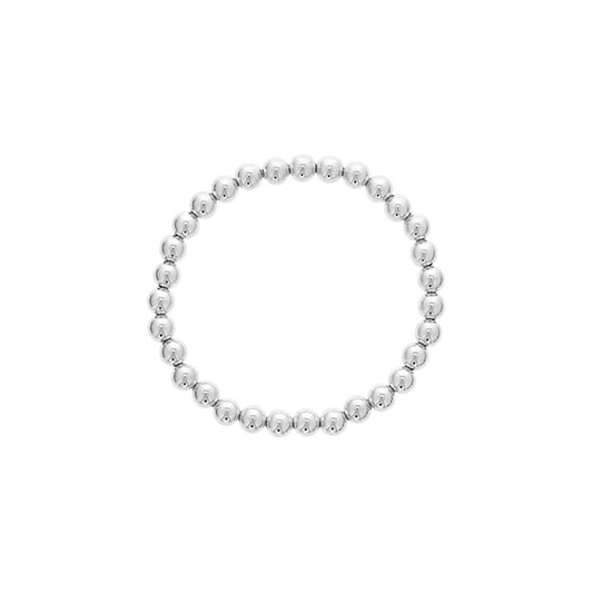 Sterling Silver White Tone Stretch Bead Bracelet