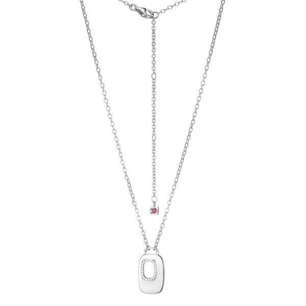 Sterling Silver Rectangular "Lookout" CZ Drop Necklace