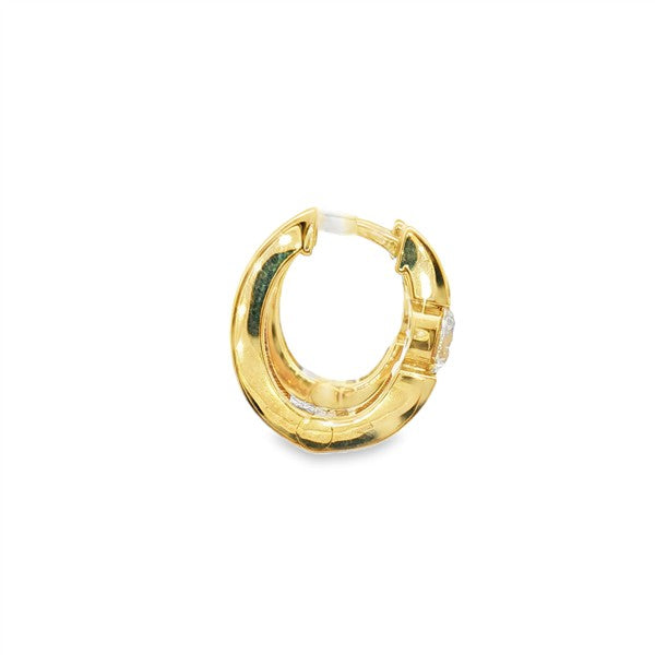 14K Faux Tension Set Diamond 4.5mm Hoop Earrings