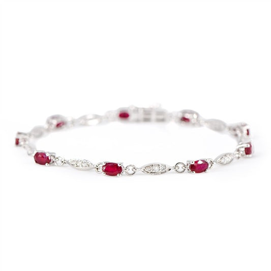 14K Oval Ruby & Diamond Bracelet