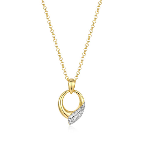 Yellow Gold-Plated "Amour" White CZ Necklace