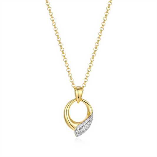 Yellow Gold-Plated "Amour" White CZ Necklace
