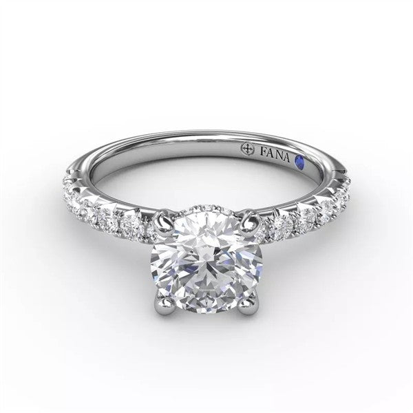 14 Karat White Gold Hidden Halo Semi-Mount Engagement Ring