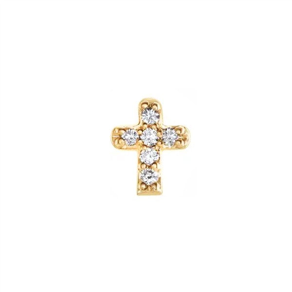 14K Diamond Single Cross Stud Earring