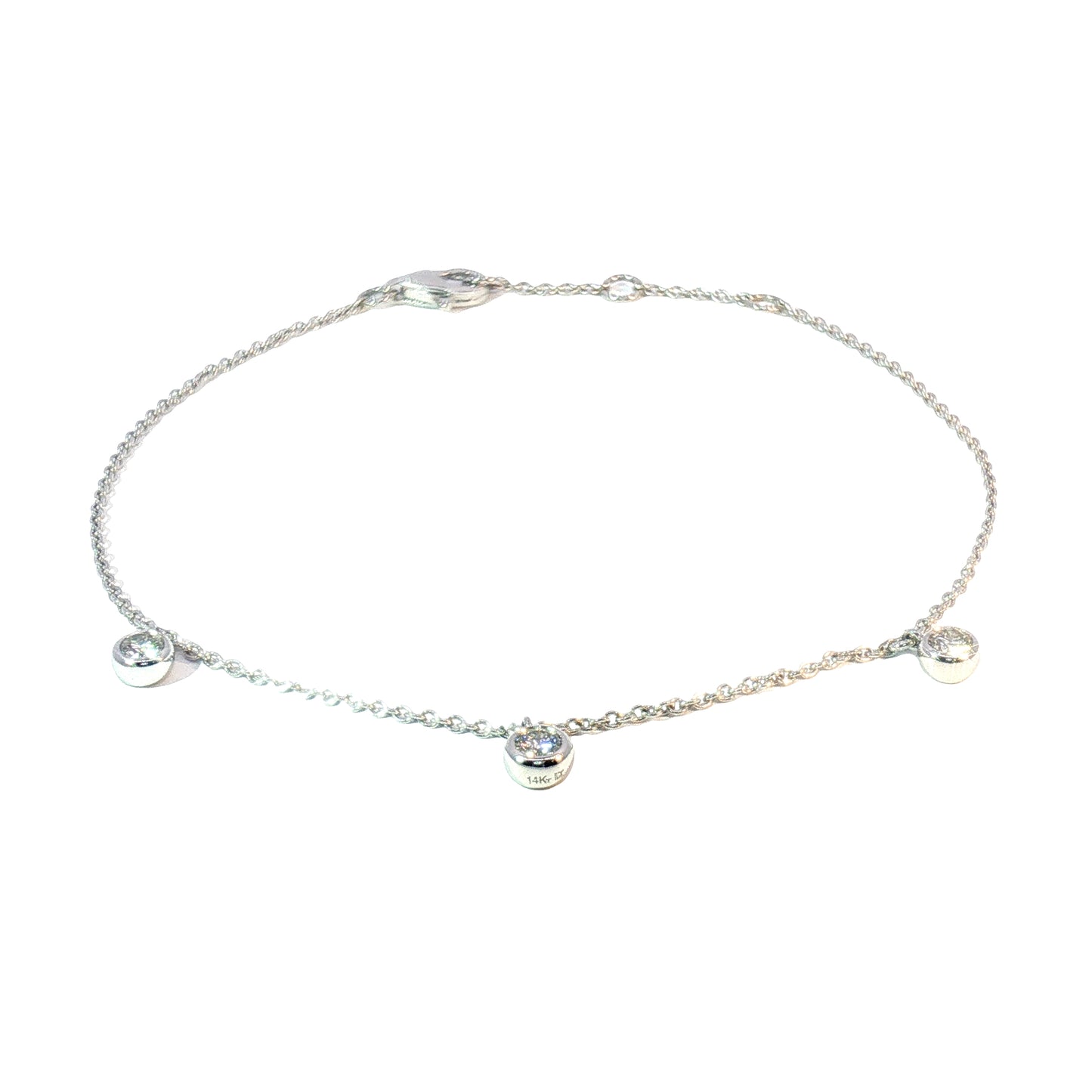 14K Bezel Diamond Droplet Bracelet