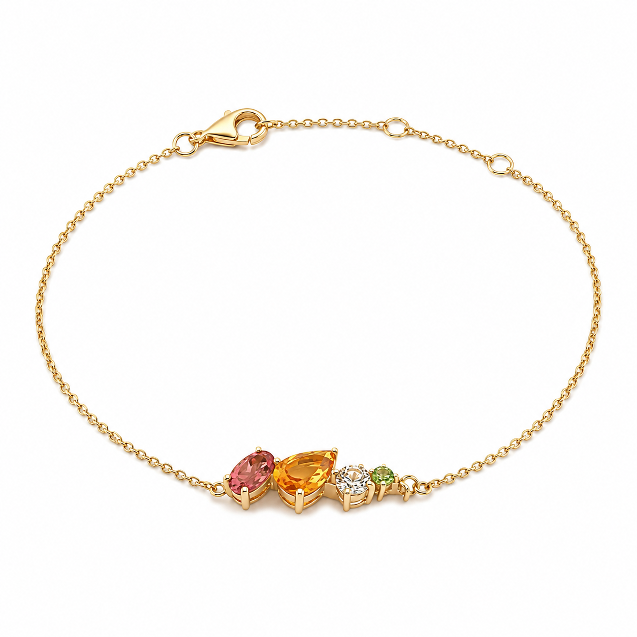 14K Multi-Gem Cluster Bracelet