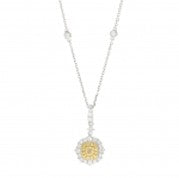 14 Karat Two Tone Gold Diamond Double Halo Pendant