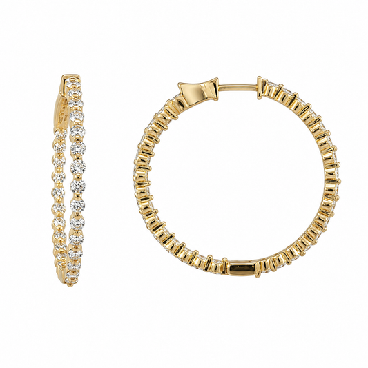 14K Shared Prong Inside-Out Diamond Hoop Earrings