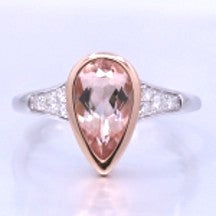 14 Karat Two Tone 1.48ctw Morganite Bezel Fashion Ring