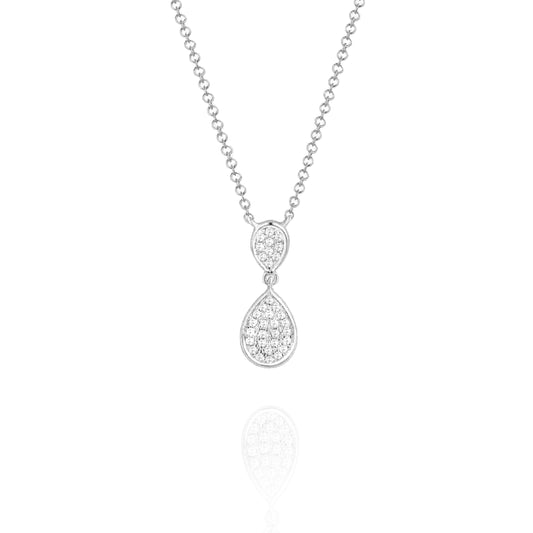 14K Pave Diamond Pear Drop Necklace