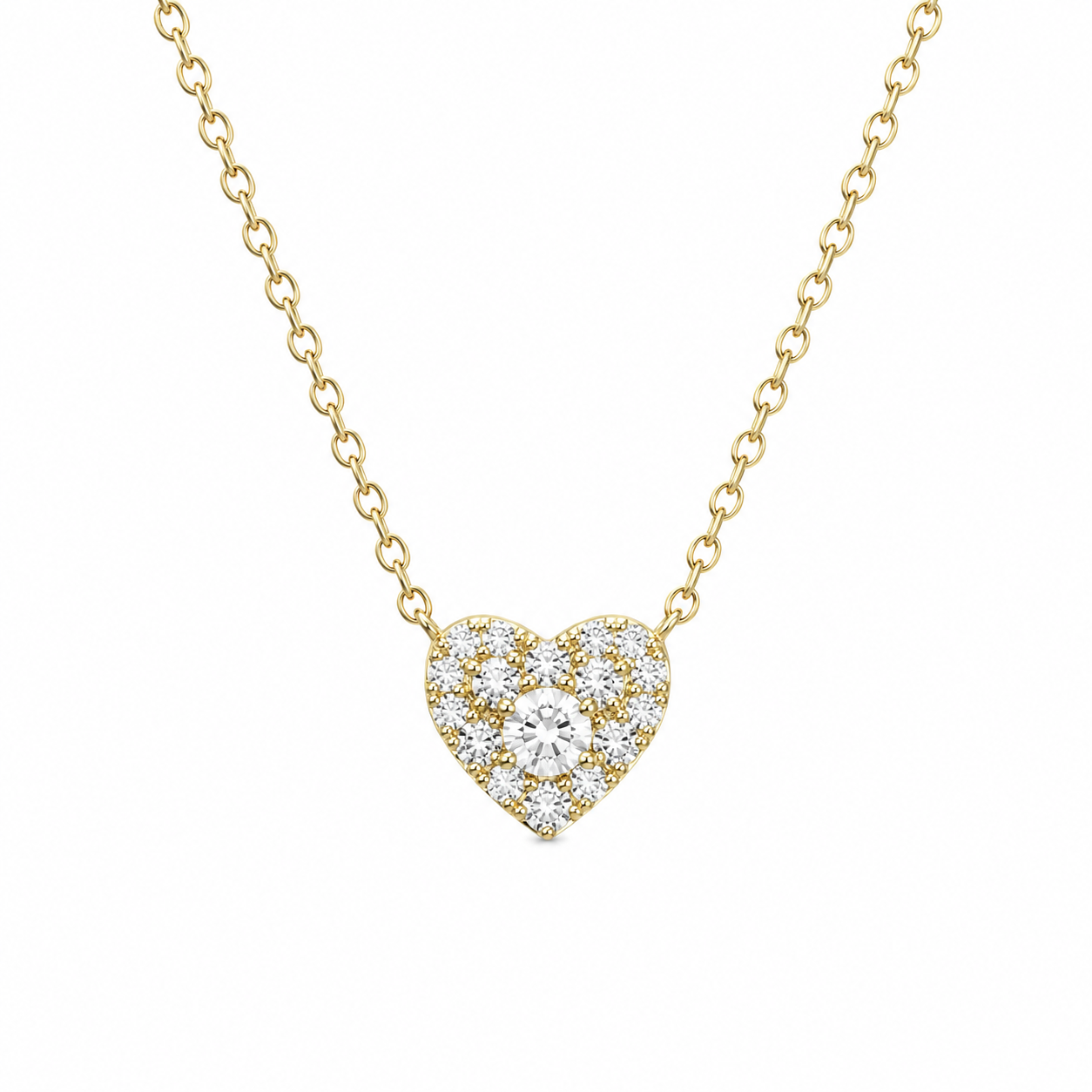 14K Pave Heart Diamond Necklace