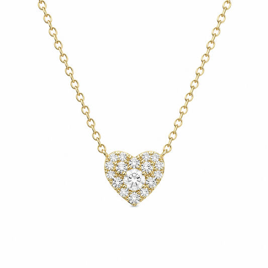 14K Pave Heart Diamond Necklace