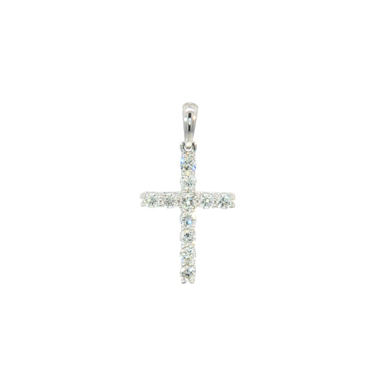 14K 1/2ctw Petite Diamond Cross Pendant