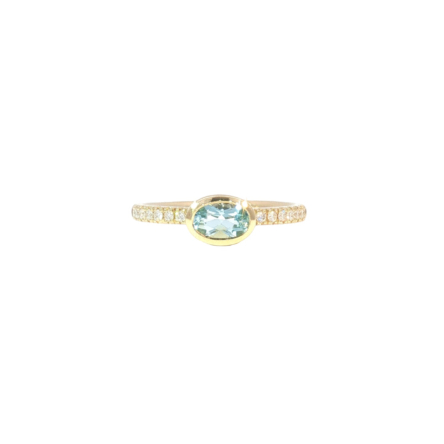 14K East West Aquamarine Fashion Ring