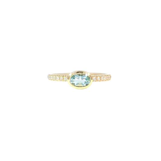 14K East West Aquamarine Fashion Ring