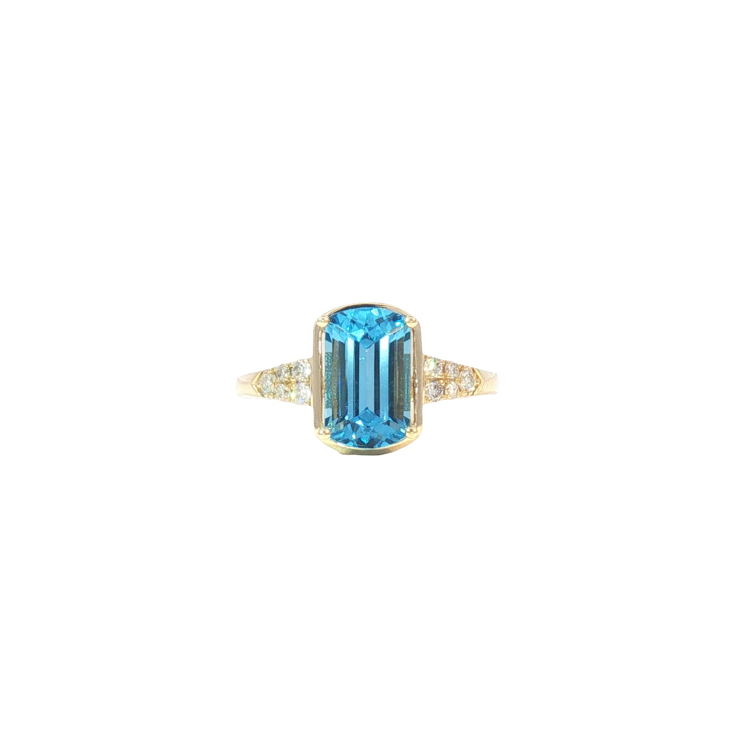 14 Karat Yellow 2.64ctw Blue Topaz Curved Step-Cut Fashion Ring