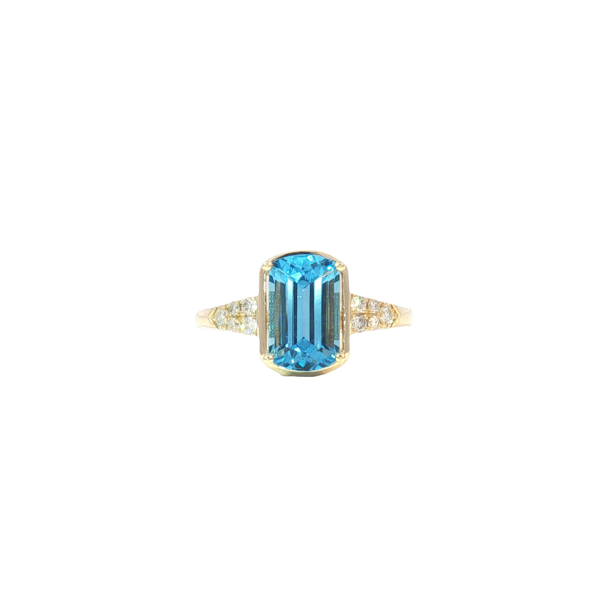 14 Karat Yellow 2.64ctw Blue Topaz Curved Step-Cut Fashion Ring