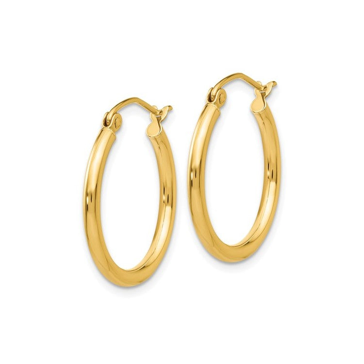 14 Karat Yellow Polished 2x20mm Lightweight Medium Hoop Earr