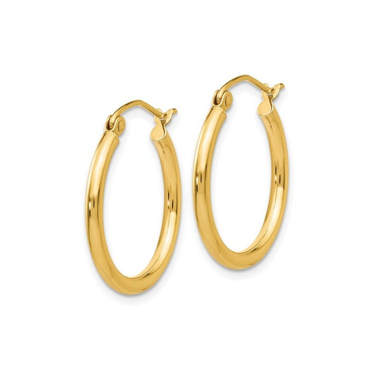 14 Karat Yellow Polished 2x20mm Lightweight Medium Hoop Earr