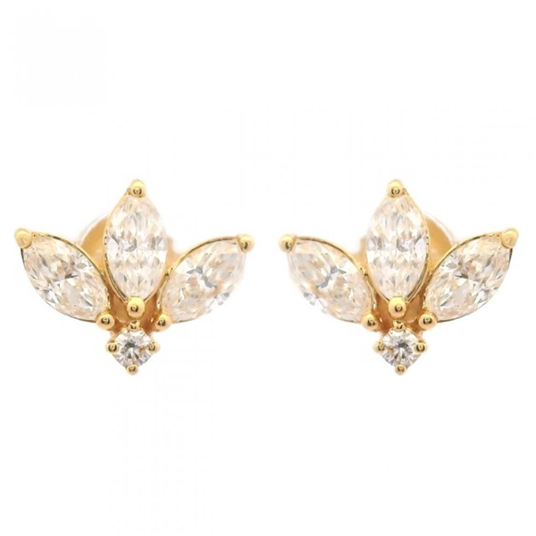 14K Diamond Marquise Trio Stud Earrings