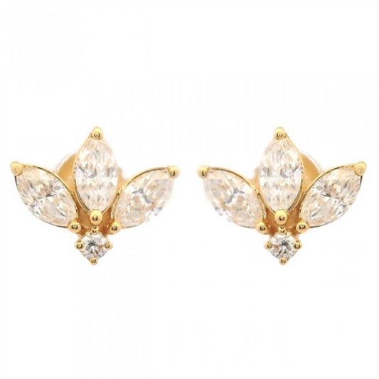 14K Diamond Marquise Trio Stud Earrings