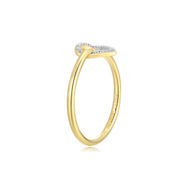 14K Gold Plated Knotted Heart Lab Grown Diamond Ring