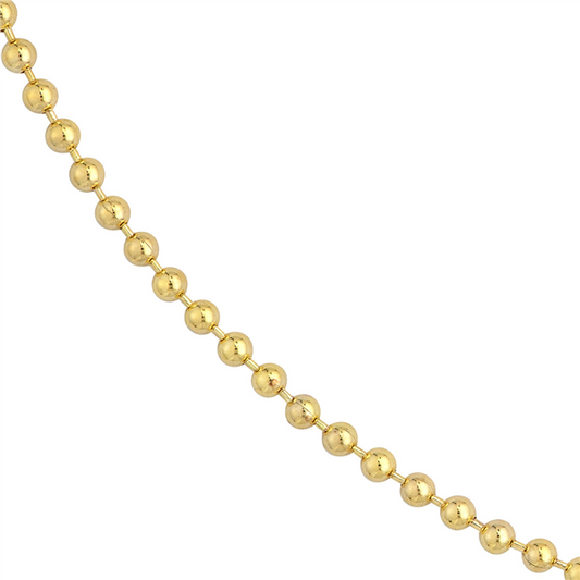 14 Karat Yellow Gold 3mm Bead Chain Bracelet