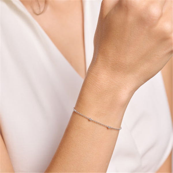 Sterling Silver Bezel Station Lab Grown Diamond Bracelet