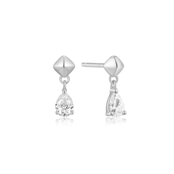 Pyramid Dangle CZ Stud Earrings