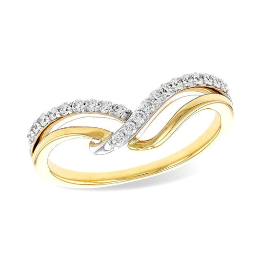 14K Two Tone Gold Diamond Contour Band Wedding Band