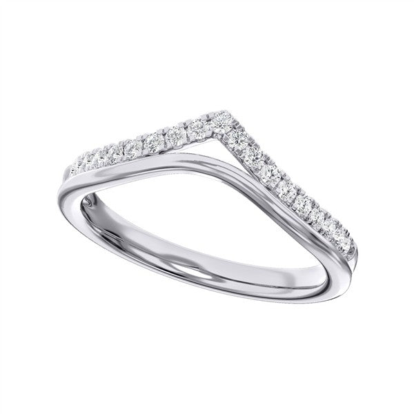 14K Chevron Contour Diamond Wedding Band