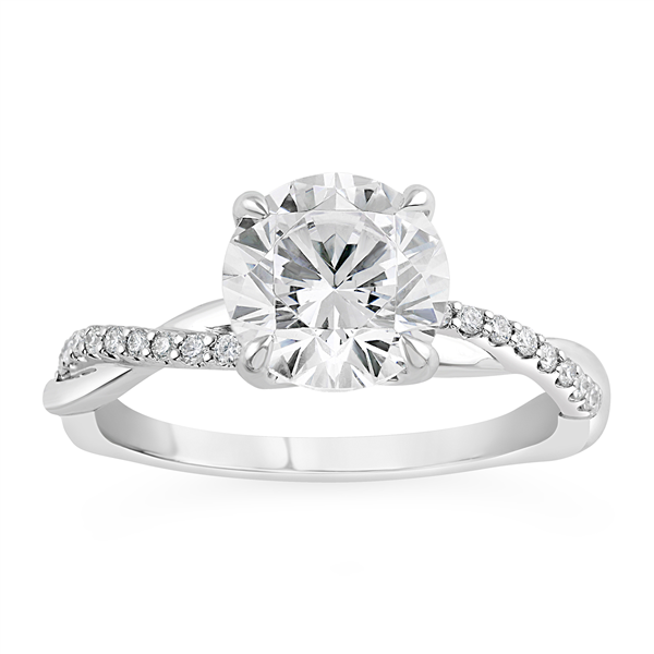 14 Karat White Gold Laboratory-Grown Diamond Twist Shank Lab Grown Diamond Engagement Ring