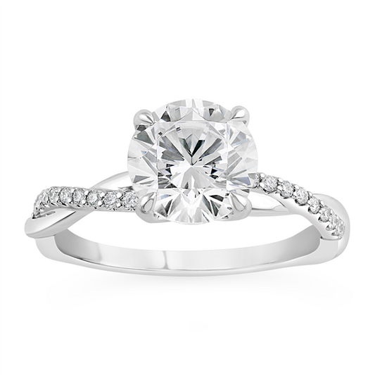 14 Karat White Gold Laboratory-Grown Diamond Twist Shank Lab Grown Diamond Engagement Ring