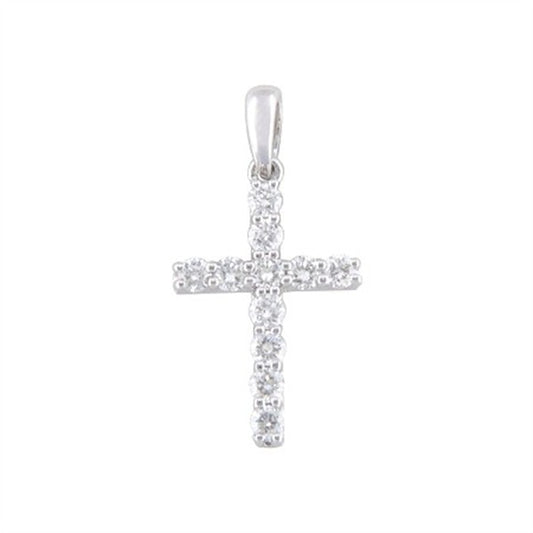 14K 1/2ctw Petite Diamond Cross Pendant