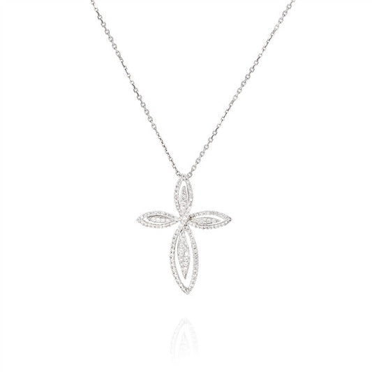 18 Karat White Gold Diamond Cross Pendant