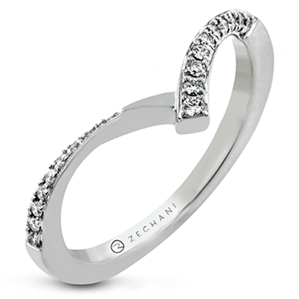 14K White Gold Polished Stackable Diamond V-Band