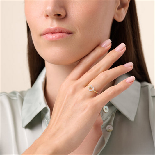 14K Gold Plated Knotted Heart Lab Grown Diamond Ring