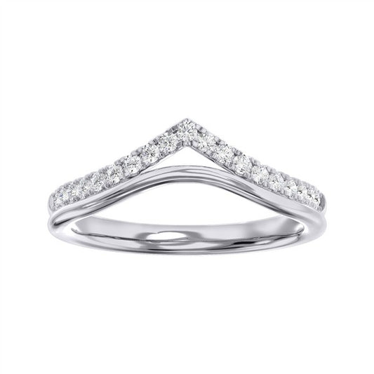14K Chevron Contour Diamond Wedding Band