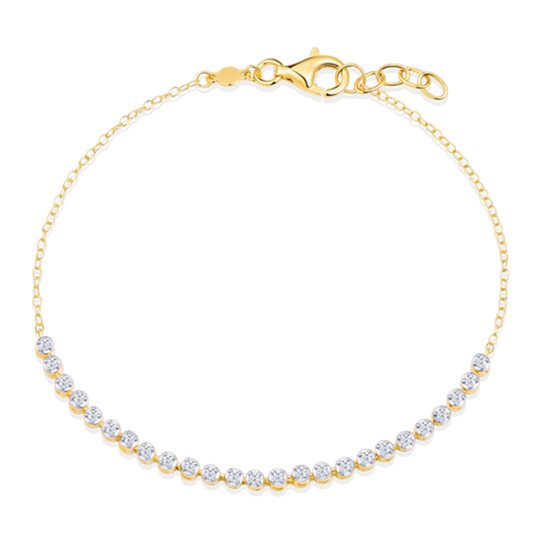 14K Gold Plated Line Bolo Lab Diamond Bracelet