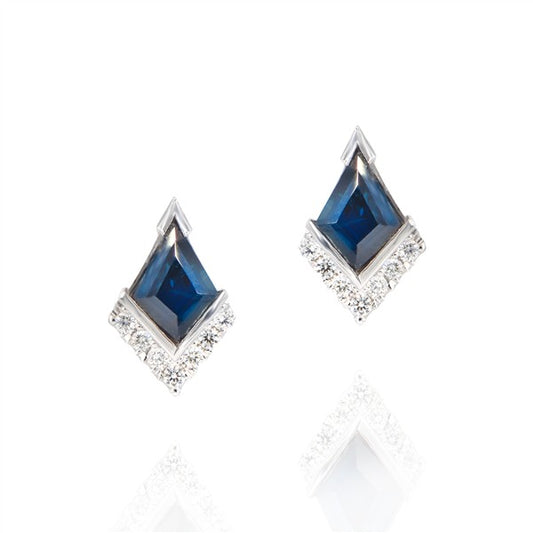 14K Blue Sapphire Kite Stud Earrings