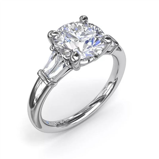 14K Tapered Baguette Semi-Mount Engagement Ring