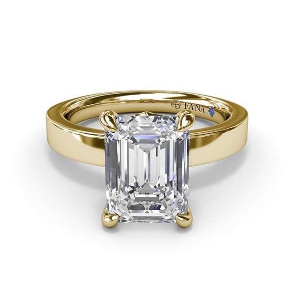 14K Wide Band Emerald-Cut Diamond Semi-Mount Engagement Rin
