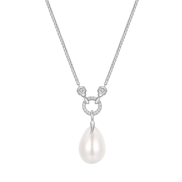 Sterling Silver White Tone Shell Pearl Drop