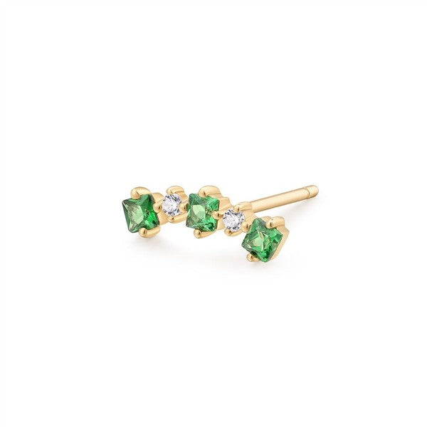 14K Tsavorite Garnet & White Sapphire Mini Climbers