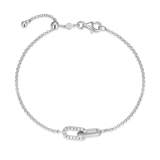 Silver Lab Grown Diamond Linked Bracelet