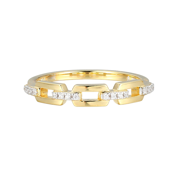 Sterling Silver Diamond Mini-link Stackable Ring