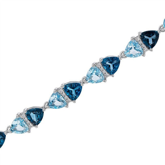 14K Trillian London Blue Topaz & Swiss Blue Topaz Pattern Bracelet