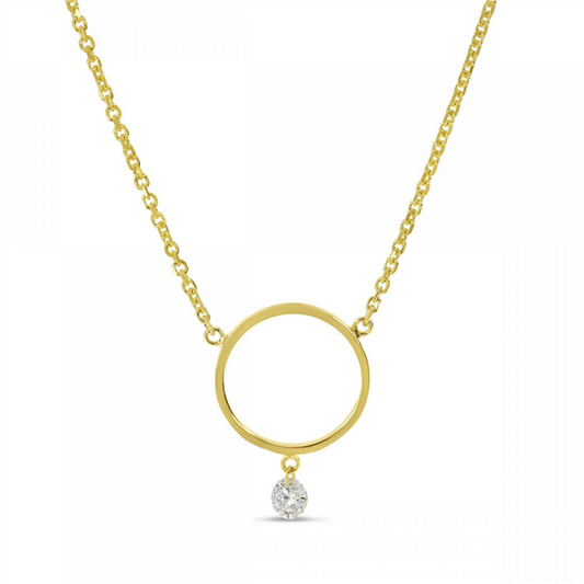 14K Pierced Diamond Circle Necklace